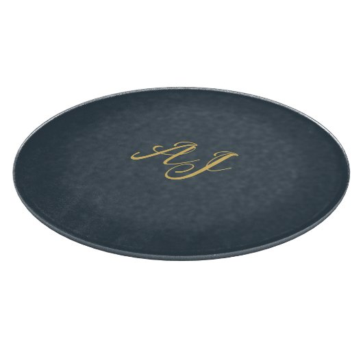 Charcoal Gold Color Monogram Professional Initial Schneidebrett (Ecke)