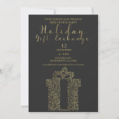 Charcoal Gold Elegant Holiday Party Gift Exchange Einladung (Vorderseite)