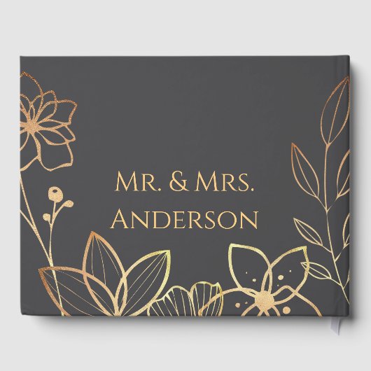 Charcoal & Gold Gästebuch (Rückseite)