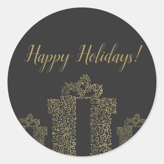 Charcoal & Gold Geschenke Präsentieren Elegante Fe Runder Aufkleber (Vorderseite)