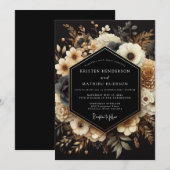 Charcoal Gold Nocturne Wedding Einladung (Vorne/Hinten)