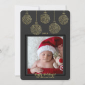 Charcoal Gold Ornaments Modernes Holiday Foto #2 Einladung (Vorderseite)