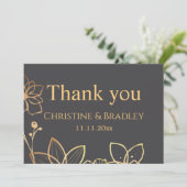 Charcoal & Gold Wedding Vielen Dank Dankeskarte (Stehend Vorderseite)