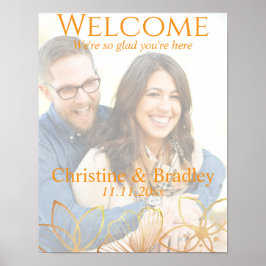 Charcoal & Gold Wedding Welcome Foto Poster