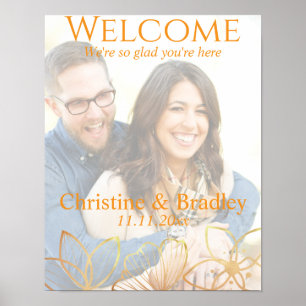 Charcoal & Gold Wedding Welcome Foto Poster