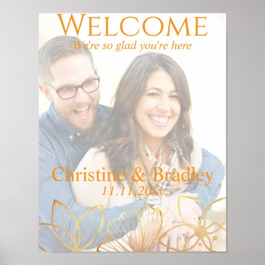 Charcoal & Gold Wedding Welcome Foto Poster (Vorne)