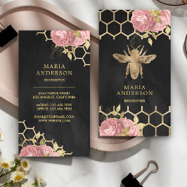 Charcoal goldfoil Blush Rosa Honigbiene Visitenkarte