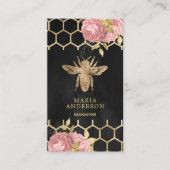 Charcoal goldfoil Blush Rosa Honigbiene Visitenkarte (Vorderseite)