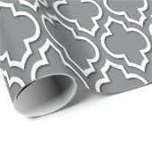 Charcoal Grau White XL Marokkanisches Quatrefolie  Geschenkpapier (Rolleneckpunkt)
