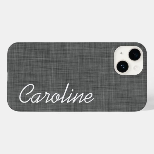 Charcoal graue Linen Textur Custom Monogram Case-Mate iPhone Hülle (Rückseite (Horizontal))