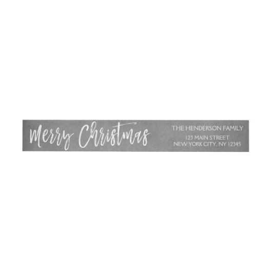 Charcoal Graue oder Silver Christmas Script Holida Rundum-Adressaufkleber (Person)