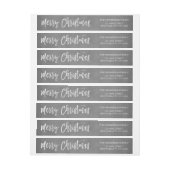 Charcoal Graue oder Silver Christmas Script Holida Rundum-Adressaufkleber (Bogen)