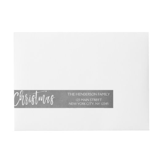 Charcoal Graue oder Silver Christmas Script Holida Rundum-Adressaufkleber (Vorderseite)