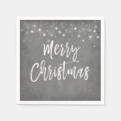 Charcoal Graue oder Silver Christmas Script Holida Serviette (Vorderseite)