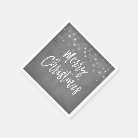 Charcoal Graue oder Silver Christmas Script Holida Serviette (Ecke)