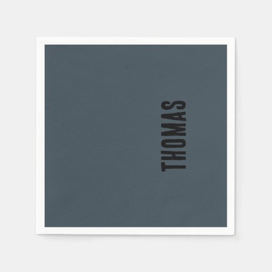 Charcoal Graue Personalisierte Minimalistische Bez Serviette (Vorderseite)