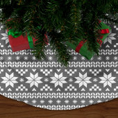 Charcoal Gray and White Fair Isle Pattern Polyester Weihnachtsbaumdecke