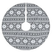 Charcoal Gray and White Fair Isle Pattern Polyester Weihnachtsbaumdecke (Vorderseite)