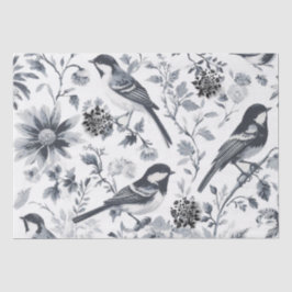 Charcoal Gray Bird Toile Seidenpapier