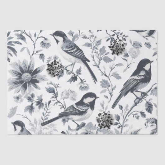 Charcoal Gray Bird Toile Seidenpapier (Vorderseite)