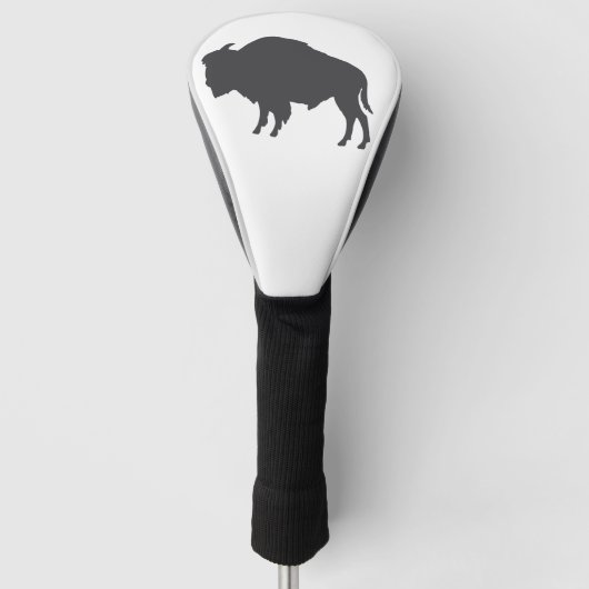Charcoal Gray Bison Silhouette Golf Headcover (Vorderseite)