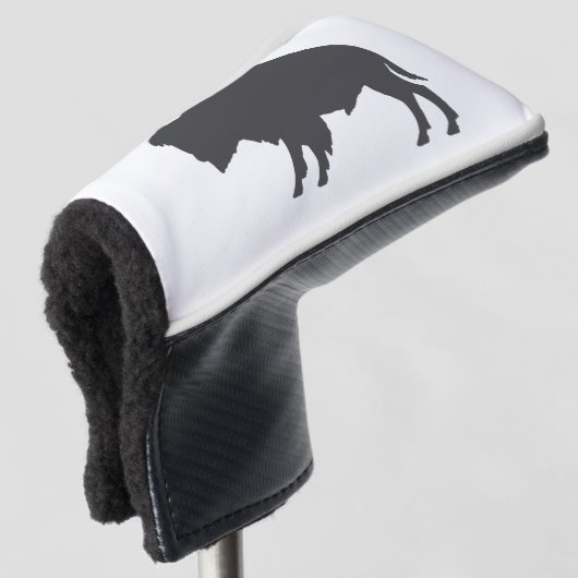 Charcoal Gray Bison Silhouette Golf Headcover (3/4 Vorderseite)