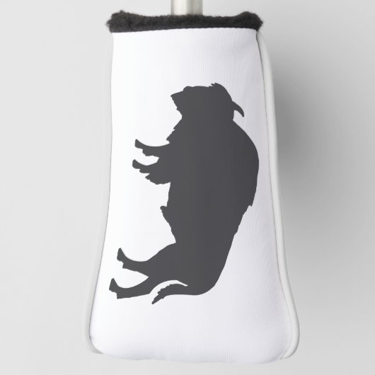 Charcoal Gray Bison Silhouette Golf Headcover (Rotieren 90)