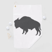 Charcoal Gray Bison Silhouette Golfhandtuch (Insitu)