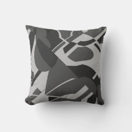 Charcoal Gray Black Bold Diagonal Art Design Kissen