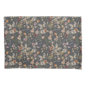 Charcoal Gray Boho Wildflowers Kissenbezug (Vorderseite)
