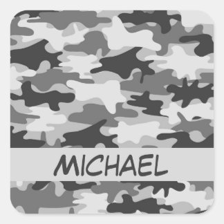 Charcoal Gray Camouflage Camouflage Name Personali Quadratischer Aufkleber