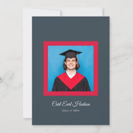 Charcoal Gray Crimson White High School Photo Grad Ankündigung