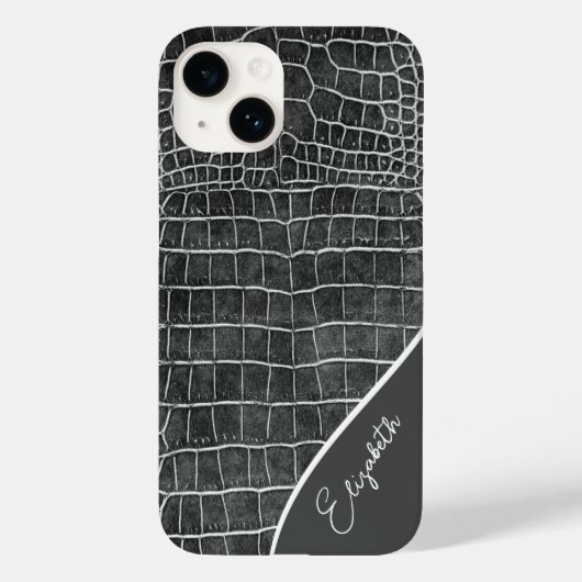 Charcoal Gray Crocodile Personalisiert Case-Mate iPhone Hülle (Rückseite)