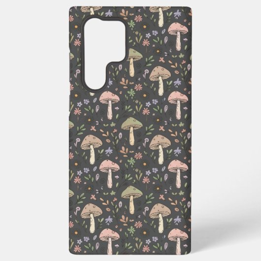 Charcoal Gray Earthy Fungi Seamless Pattern Samsung Galaxy Hülle (Rückseite)