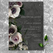 Charcoal Gray Elegant Floral Moderne Hochzeit Einladung