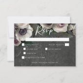Charcoal Gray Elegant Floral Modernes Hochzeitsess RSVP Karte (Vorderseite)