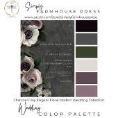 Charcoal Gray Elegant Floral Modernes Hochzeitsess RSVP Karte