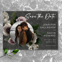 Charcoal Gray Elegant Floral Modernes Wedding Foto