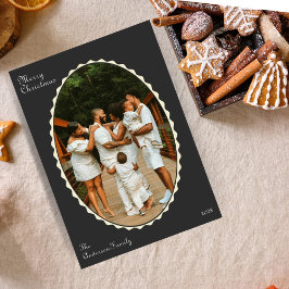 Charcoal Gray Foto Scallop Weihnachtsweihnachtsfes Feiertagskarte