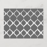 Charcoal Gray Geometric Ikat Tribal Print Muster