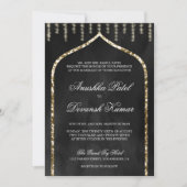 Charcoal Gray Gold Ethnic Indian Arch Wedding Einladung (Vorderseite)