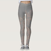 Charcoal Gray Golden Tree Brunches Leggings (Vorderseite)