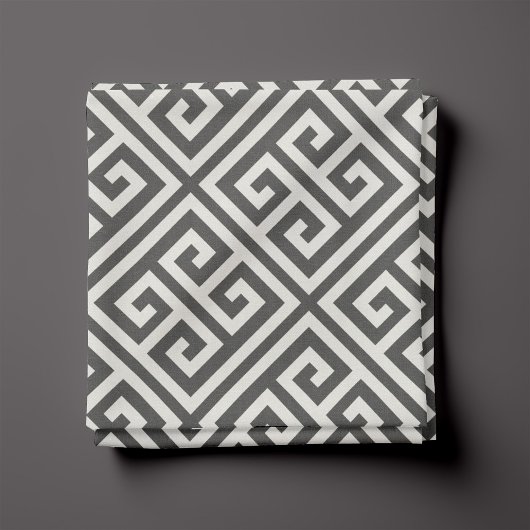 Charcoal Gray Griechisches Schlüsselmuster Stoff