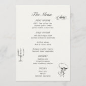 Charcoal Gray Illustrated Wedding Menu Menükarte (Vorderseite)