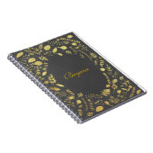 Charcoal Gray & Imitate Gold Floral Notebook Journ Notizblock (Rechte Seite)