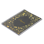 Charcoal Gray & Imitate Gold Floral Notebook Journ Notizblock (Linke Seite)