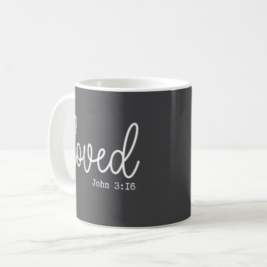 Charcoal Gray Liebe Faith Quote minimalistisch Kaffeetasse (Vorderseite Links)