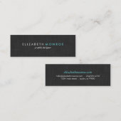 Charcoal Gray Linen Texture Sleek Simple Mini Visitenkarte (Vorne/Hinten)