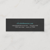 Charcoal Gray Linen Texture Sleek Simple Mini Visitenkarte (Rückseite)