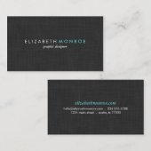 Charcoal Gray Linen Texture Sleek Simple Visitenkarte (Vorne/Hinten)